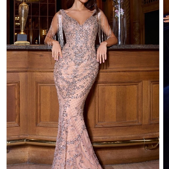 Ladivine nude studded dress CR879 - Picture 1 of 4